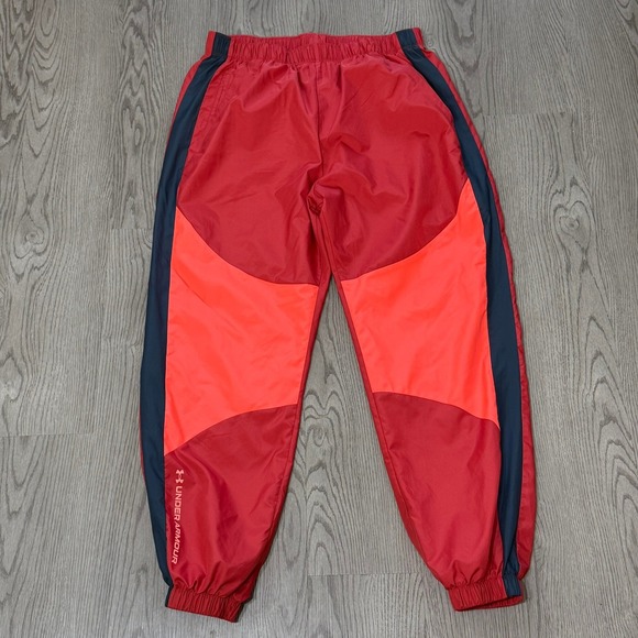 Under Armour Rush Sport‎ Woven Jogger Pants Women's Medium Red Colorblock Active - Picture 1 of 11